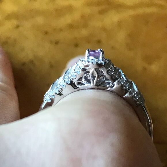 Natural Purple Sapphire Sterling Silver Ring Size 9 - Picture 2 of 8